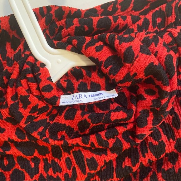Zara red animal print bodycon dress size small - Picture 6 of 9